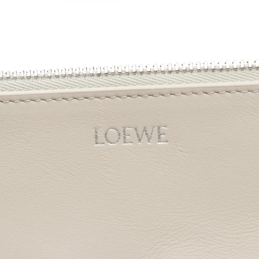 LOEWE Puzzlefold Pouch Clutch Bag Leather White - Picture 4 of 9